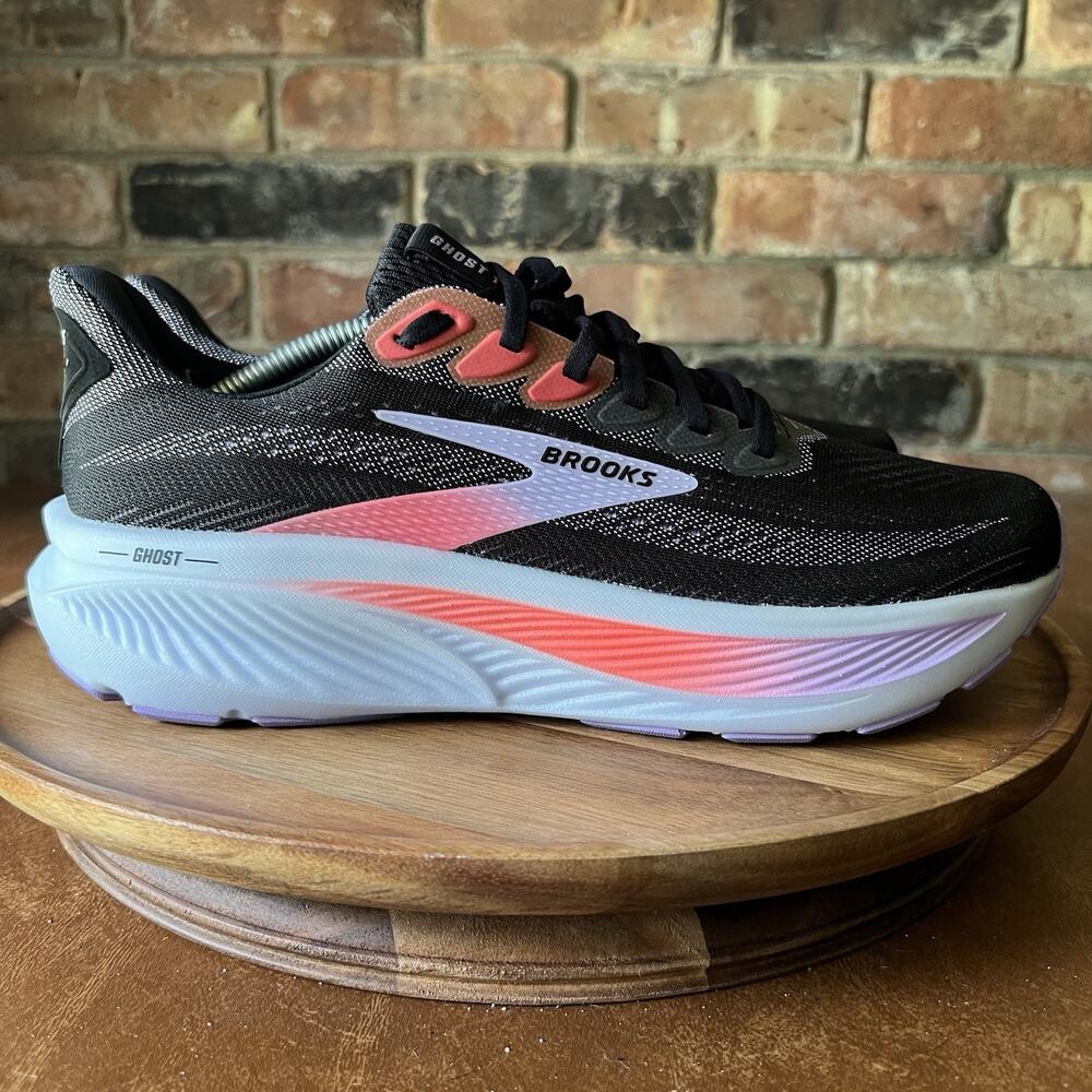 Brooks Ghost 17 Black Purple Coral Neutral Running Women's 10 Shoes Sneaker - Picture 5 of 16